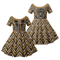 Aotearoa Kati Mamoe Family Matching Summer Maxi Dress and Hawaiian Shirt Maori Brown Tribal Paua Shell Pattern