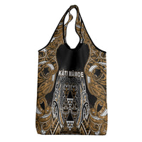 Aotearoa Kati Mamoe Grocery Bag Maori Brown Tribal Paua Shell Pattern
