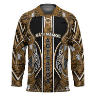 Aotearoa Kati Mamoe Hockey Jersey Maori Brown Tribal Paua Shell Pattern