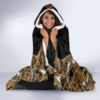 Aotearoa Kati Mamoe Hooded Blanket Maori Brown Tribal Paua Shell Pattern