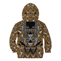 Aotearoa Kati Mamoe Kid Hoodie Maori Brown Tribal Paua Shell Pattern