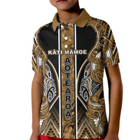 Aotearoa Kati Mamoe Kid Polo Shirt Maori Brown Tribal Paua Shell Pattern