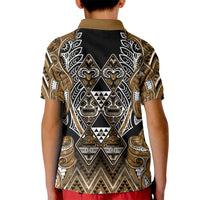 Aotearoa Kati Mamoe Kid Polo Shirt Maori Brown Tribal Paua Shell Pattern