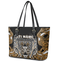 Aotearoa Kati Mamoe Leather Tote Bag Maori Brown Tribal Paua Shell Pattern