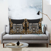 Aotearoa Kati Mamoe Pillow Cover Maori Brown Tribal Paua Shell Pattern