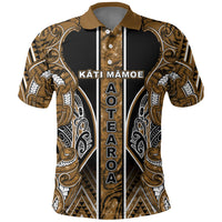 Aotearoa Kati Mamoe Polo Shirt Maori Brown Tribal Paua Shell Pattern