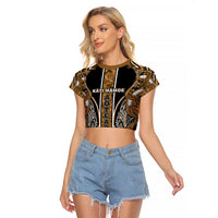 Aotearoa Kati Mamoe Raglan Cropped T Shirt Maori Brown Tribal Paua Shell Pattern