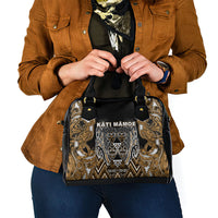Aotearoa Kati Mamoe Shoulder Handbag Maori Brown Tribal Paua Shell Pattern