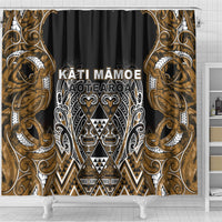 Aotearoa Kati Mamoe Shower Curtain Maori Brown Tribal Paua Shell Pattern