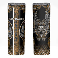 Aotearoa Kati Mamoe Skinny Tumbler Maori Brown Tribal Paua Shell Pattern