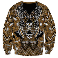 Aotearoa Kati Mamoe Sweatshirt Maori Brown Tribal Paua Shell Pattern