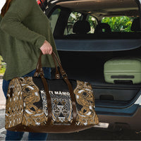 Aotearoa Kati Mamoe Travel Bag Maori Brown Tribal Paua Shell Pattern