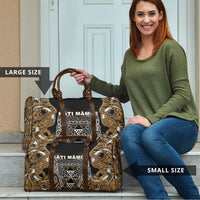 Aotearoa Kati Mamoe Travel Bag Maori Brown Tribal Paua Shell Pattern
