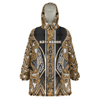 Aotearoa Kati Mamoe Wearable Blanket Hoodie Maori Brown Tribal Paua Shell Pattern