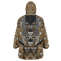 Aotearoa Kati Mamoe Wearable Blanket Hoodie Maori Brown Tribal Paua Shell Pattern