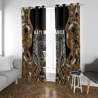 Aotearoa Kati Mamoe Window Curtain Maori Brown Tribal Paua Shell Pattern