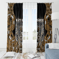 Aotearoa Kati Mamoe Window Curtain Maori Brown Tribal Paua Shell Pattern