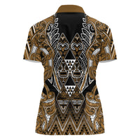 Aotearoa Kati Mamoe Women Polo Shirt Maori Brown Tribal Paua Shell Pattern