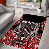 Aotearoa Ngapuhi Area Rug Maori Red Tribal Paua Shell Pattern