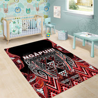 Aotearoa Ngapuhi Area Rug Maori Red Tribal Paua Shell Pattern