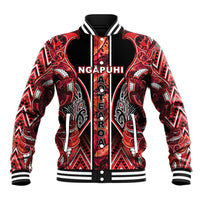 Aotearoa Ngapuhi Baseball Jacket Maori Red Tribal Paua Shell Pattern
