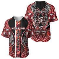 Aotearoa Ngapuhi Baseball Jersey Maori Red Tribal Paua Shell Pattern