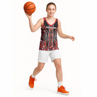 Aotearoa Ngapuhi Basketball Jersey Maori Red Tribal Paua Shell Pattern