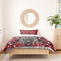 Aotearoa Ngapuhi Bedding Set Maori Red Tribal Paua Shell Pattern