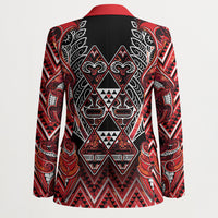 Aotearoa Ngapuhi Blazer Maori Red Tribal Paua Shell Pattern