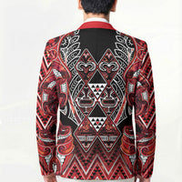 Aotearoa Ngapuhi Blazer Maori Red Tribal Paua Shell Pattern