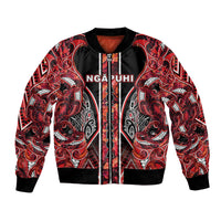 Aotearoa Ngapuhi Bomber Jacket Maori Red Tribal Paua Shell Pattern