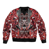 Aotearoa Ngapuhi Bomber Jacket Maori Red Tribal Paua Shell Pattern
