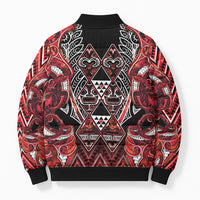 Aotearoa Ngapuhi Bomber Puffer Jacket Maori Red Tribal Paua Shell Pattern