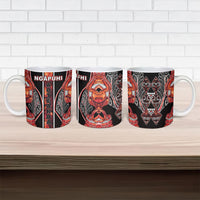 Aotearoa Ngapuhi Ceramic Mug Maori Red Tribal Paua Shell Pattern