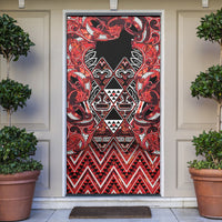 Aotearoa Ngapuhi Door Cover Maori Red Tribal Paua Shell Pattern