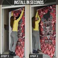 Aotearoa Ngapuhi Door Cover Maori Red Tribal Paua Shell Pattern