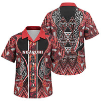 Aotearoa Ngapuhi Family Matching Summer Maxi Dress and Hawaiian Shirt Maori Red Tribal Paua Shell Pattern