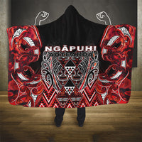 Aotearoa Ngapuhi Hooded Blanket Maori Red Tribal Paua Shell Pattern
