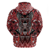 Aotearoa Ngapuhi Hoodie Maori Red Tribal Paua Shell Pattern