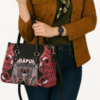 Aotearoa Ngapuhi Leather Bag Maori Red Tribal Paua Shell Pattern