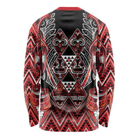 Aotearoa Ngapuhi Long Sleeve Shirt Maori Red Tribal Paua Shell Pattern