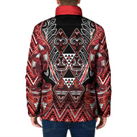 Aotearoa Ngapuhi Padded Jacket Maori Red Tribal Paua Shell Pattern