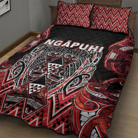 Aotearoa Ngapuhi Quilt Bed Set Maori Red Tribal Paua Shell Pattern