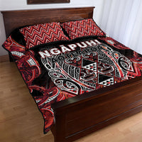 Aotearoa Ngapuhi Quilt Bed Set Maori Red Tribal Paua Shell Pattern