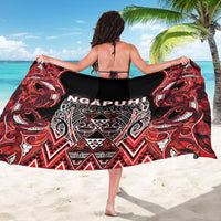Aotearoa Ngapuhi Sarong Maori Red Tribal Paua Shell Pattern