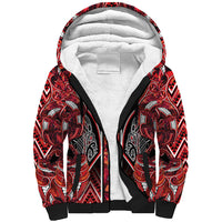 Aotearoa Ngapuhi Sherpa Hoodie Maori Red Tribal Paua Shell Pattern
