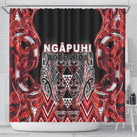 Aotearoa Ngapuhi Shower Curtain Maori Red Tribal Paua Shell Pattern