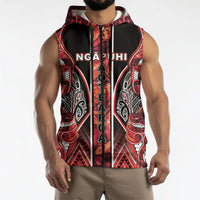 Aotearoa Ngapuhi Sleeveless Zip Hoodie Maori Red Tribal Paua Shell Pattern