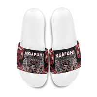 Aotearoa Ngapuhi Slide Sandals Maori Red Tribal Paua Shell Pattern