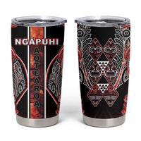 Aotearoa Ngapuhi Tumbler Cup Maori Red Tribal Paua Shell Pattern